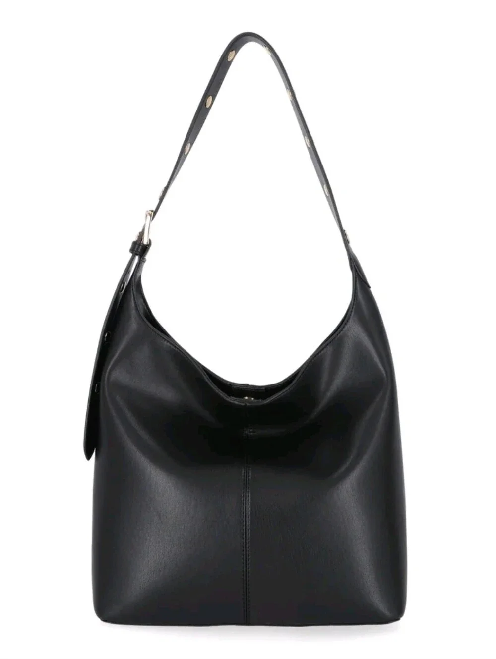 SHIVELY Classic Black VEGAN Leather Hobo Shoulder Bag